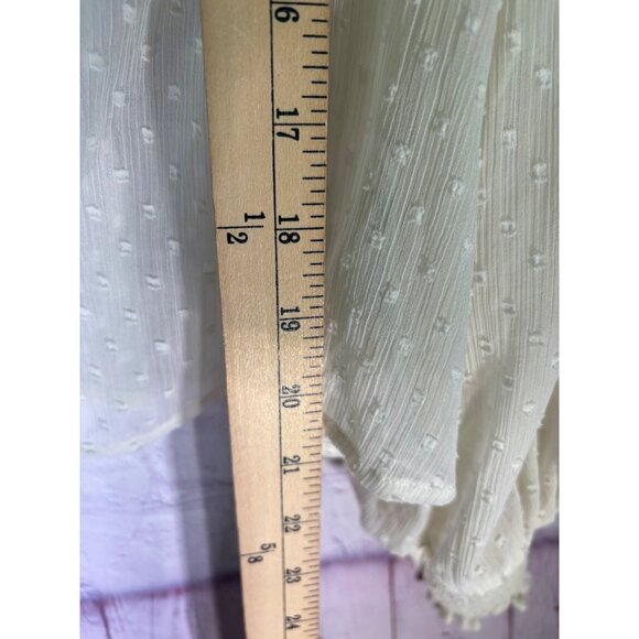 Zara Womens Romantic Textured Polka Dot Ruffle Blouse Size XL - Picture 8 of 9